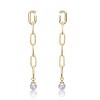 Guili Sterling Silver Earrings with 14K Gold Plating, Freshwater Pearl, and Cubic Zirconia Butterfly Drop for a Sparkling Elegant Appeal - 2 of 3