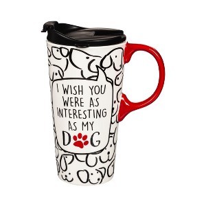 Evergreen Ceramic Travel Cup, 17 OZ. ,w/box, Interesting Dog - 1 of 2