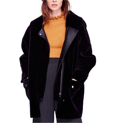 Free People Womens Faux-Fur Coat