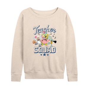 Women's - SpongeBob SquarePants - Teacher Squad Lightweight French Terry Wide Neck Long Sleeve Shirt - 1 of 4