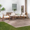 Saracina Home 4pc Mid-Century Modern Slatted Acacia Outdoor Patio Conversation Furniture Set - 2 of 4