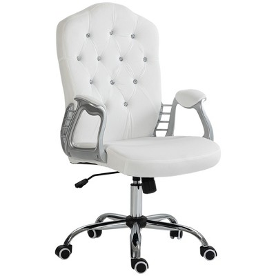 Vinsetto Home Office Chair, Velvet Computer Chair, Button Tufted Desk Chair with Swivel Wheels, Adjustable Height, and Tilt Function