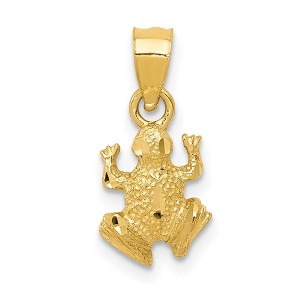 Black Bow Jewelry 14k Yellow Gold Tiny Diamond-Cut Frog Pendant, 7mm (1/4 Inch) - 1 of 4