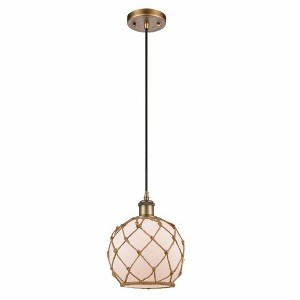 Farmhouse Rope - 1 Light Cord Hung Mini Pendant In Industrial Style-10 Inches Tall and 8 Inches Wide - 1 of 1