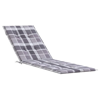 vidaXL Comfortable Deck Chair Cushion in Gray Check Pattern, Water-Resistant Oxford Fabric Material, Soft Foam Fiber Filling
