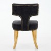 Lyngins Modern Armless Dining Chair Set of 2, Chenille Kitchen Chair with Wooden Legs & Copper Nail, Upholstered Accent Chair with Curved Backrest - 4 of 4