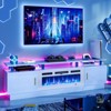AOXUN 80" Modern Electric Fireplace TV Stand for TVs Up to 90 inch, with Electronic Flame and LED Lights, TV Console Cabinet for Living Room, White - 2 of 4