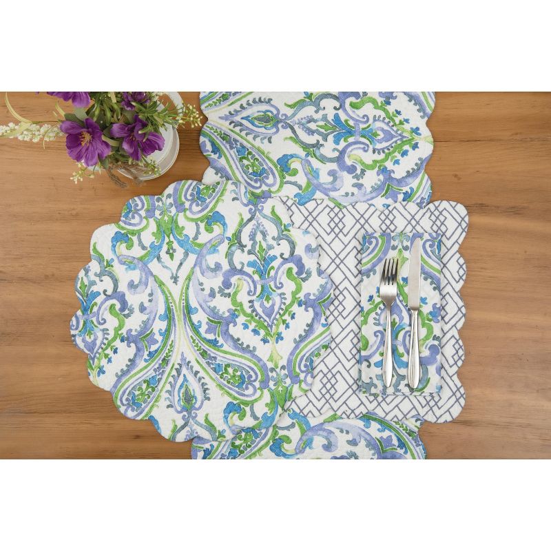 C&F Home Juliet Round Quilted Reversible Bright Paisley Placemat Set of 6, 5 of 10