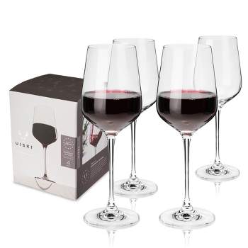 Viski Raye Angled Crystal Bordeaux Wine Glasses, Set of 2, 16 Oz