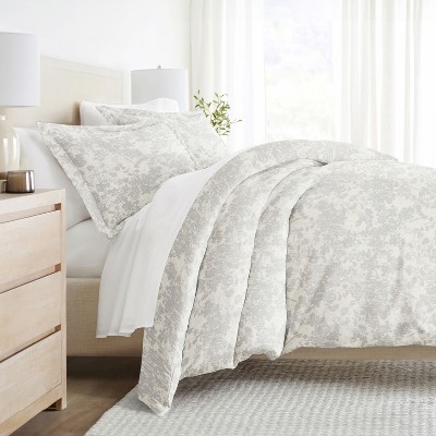 Weathered Floral 3PC Duvet Cover Set - Soft Microfiber, Zippered Closure, Easy Care - Becky Cameron