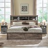 SinCiDo Farmhouse King Sized Wooden Bed Frame, with Charging Station and Led Lights, 52" High Headboard and 4 Large Drawers, Noise Free - 2 of 4