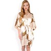 Anna-Kaci Women's Satin Robe with Leopard Print and Tie Waist- Beige,Small - 4 of 4