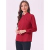 INSPIRE CHIC Women's Pleated Mock Neck Pearl Decor Elegant Work Blouse - 3 of 4