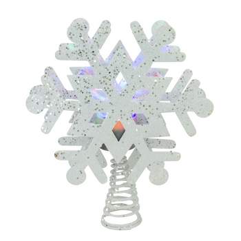 Northlight 12" Lighted White Snowflake Christmas Tree Topper - Multicolor Lights