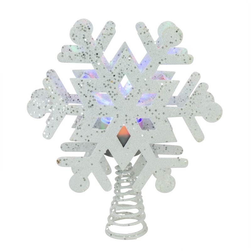 Northlight 12" Lighted White Snowflake Christmas Tree Topper - Multicolor Lights, 1 of 7