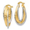 Black Bow Jewelry 6.5mm x 27mm (1 1/16 Inch) 14k Two Tone Gold Triple Oval Hoop Earrings - 2 of 4