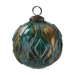 tagltd 4 Inch Dark Green Glass Marine Diamond Ornament for Christmas Tree - Elegant Holiday Decoration - 1 of 1