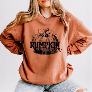 Simply Sage Market Pumpkin Season Sparkles Distressed Lightweight Garment Dyed Sweatshirt - 1 of 3
