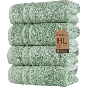 Hawmam Linen Hand Towels for Bathroom, Set of 4, 16x29 Inch, Premium Turkish Cotton, Highly Absorbent Hotel Collection, Blissful Luxury Spa Feel - 1 of 4