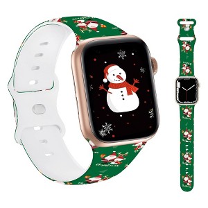 HTUTWOO Chic Breathable Christmas Bands Compatible with Apple Watch 38mm 40mm 41mm,Soft Silicone Sports Wristband Strap for iWatch Series & SE, White - 1 of 4