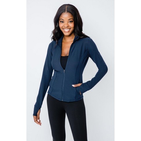 90 Degree By Reflex Interlink Ribbed Princess Seam Performance Jacket -  Dark Navy - Small : Target