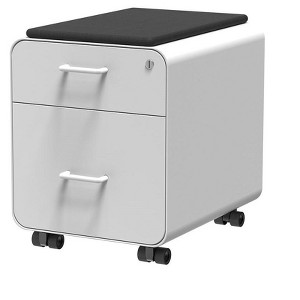 Monoprice Round Corner 2-Drawer File Cabinet - White, Lockable With Seat Cushion - Workstream Collection - 1 of 4