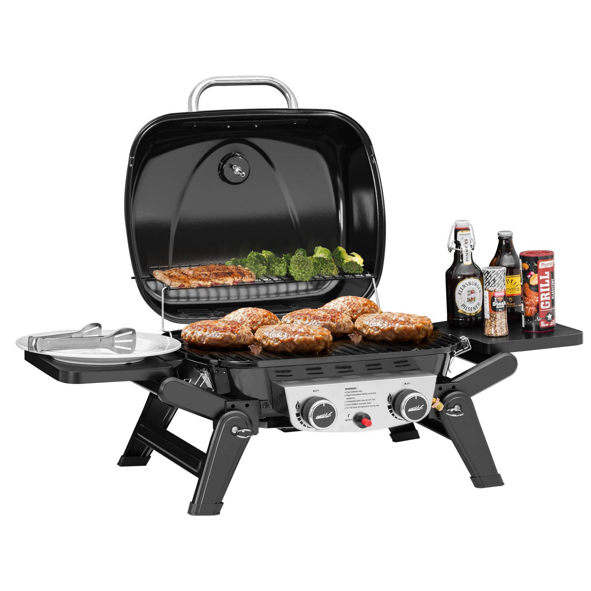 RoyalGourmet 2-Burner Portable Propane Gas Grill Tabletop Gas Grill GT2005TG Black