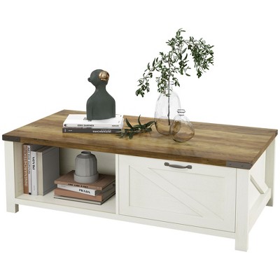 NicBex Modern 46" Rectangle Coffee Table with Drawer and Open Shelf for Living Room and Office