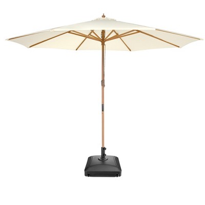 Yescom 13ft XL Heavy Duty Solid Wood Outdoor Patio Umbrella with Base Parasol Wheels Stand for Bistro Market Table Garden Deck Yard Poolside