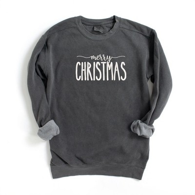 Simply Sage Market Women's  Garment Dyed Graphic Sweatshirt Embroidered Merry Christmas