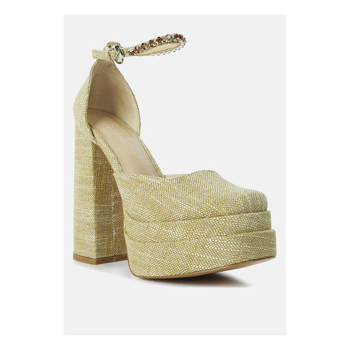 Женские сандалии Rag & Co Womens Cosette Diamanate Embellished Ankle Strap High Block Heel Sandals 8 — фото 2