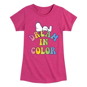 Girls' - Peanuts - Dream In Color Fitted Short Sleeve Graphic T-Shirt - 1 of 4