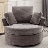 TIRAMISUBEST Cozy Swivel Lounge Chair, Oversized Round Sofa with Soft Chenille Fabric and 3 Supportive Pillows - 2 of 4