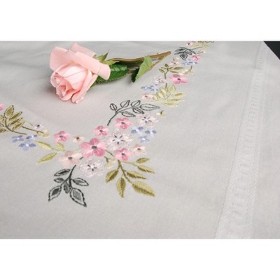 Vervaco Stamped Tablecloth Embroidery Kit 32"X32"-Flowers & Leaves