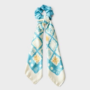 Coastal Tile Print Hair Twister and Scarf Set 2pc - A New Day™ Blue - 1 of 3