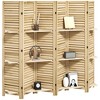 HOMCOM 6 Panel 67" Tall Wood Privacy Screen Room Divider with 3 Display Shelves, and Folding Storage for Bedroom or Home Office, Natural Wood - 4 of 4