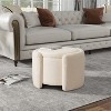 VYNXARIA Ottomans and Benches - Beige Round Ottoman with Storage, 24.41" x 20.07" x 16.93" - 2 of 4