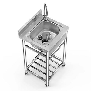Mojgar 22" Wide  Commercial Sink Stainless Steel Kitchen Utility Sink with Faucet - 1 of 4