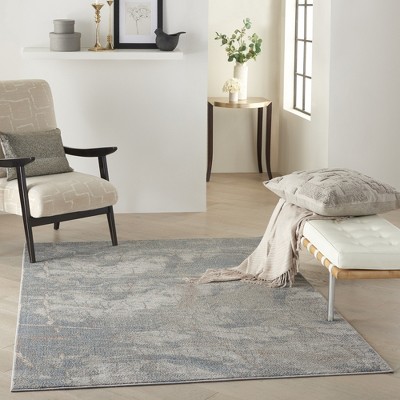 Rustic Textures Light Grey/Blue Synthetic 5'3" x 7'3" Area Rug