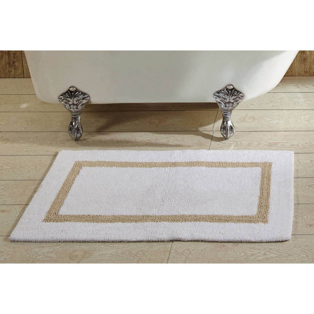 24inx40in Hotel Collection Bath Rug White/Sand - Better Trends