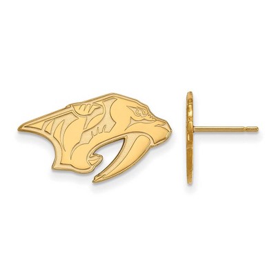 Black Bow Jewelry 14k Yellow Gold Nashville Predators NHL Stud Earrings