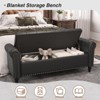 Storage Bed Bench, Faux Leather Upholstered Ottoman Foot Rest with Rolled Arms - 3 of 4