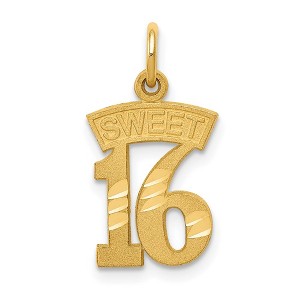 Black Bow Jewelry 14k Yellow Gold Sweet 16 Charm or Pendant, 10mm - 1 of 4