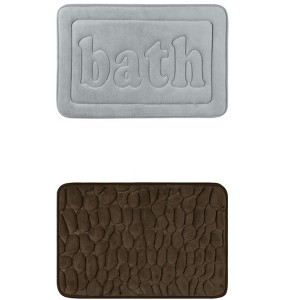 Unique Bargains 2Pcs Memory Foam Water Absorbent Quick Dry Non-Skid Bottom Soft Bathroom Rugs - 1 of 4