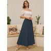 Women's 2025 Boho Chiffon Maxi Skirt - Flowy Pleated A-Line Long Skirt with Elastic Waist Dark Blue - 2 of 4