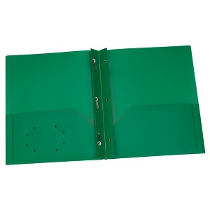 Oxford® Green Poly Two Pocket Portfolio with Prongs, Pack of 25 - 1 of 3