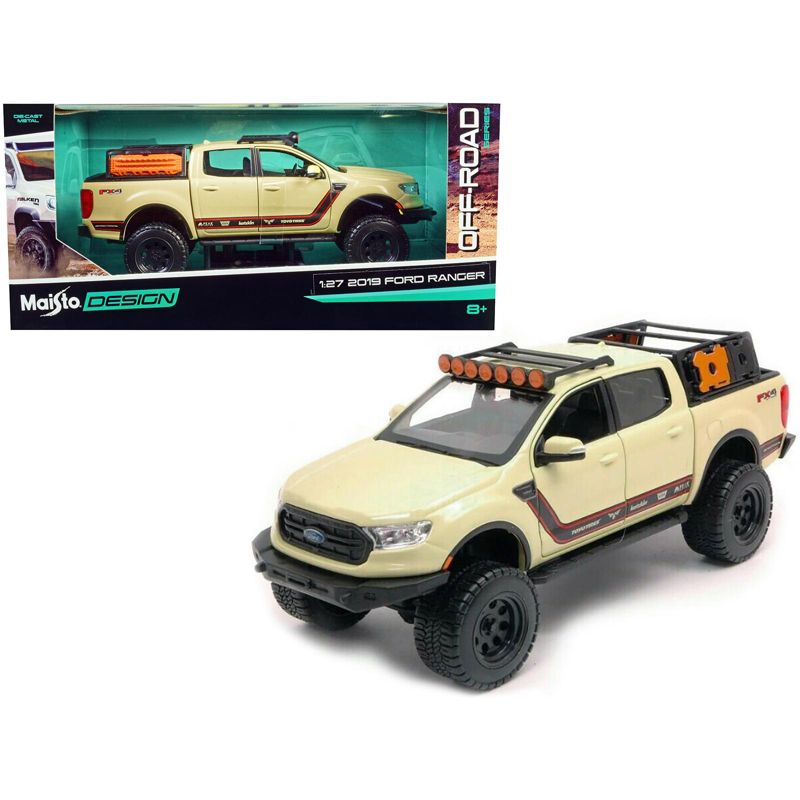 2019 Ford Ranger Lariat FX4 Pickup Truck Sand Tan with Stripes "Off Road" Series 1/27 Diecast Model Car by Maisto, 1 of 4