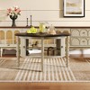 OUTSUPPLY Vintage Round Coffee Table, Modern Cocktail Table with Sliding Door Storage & Slatted Design for Small Spaces - 3 of 4