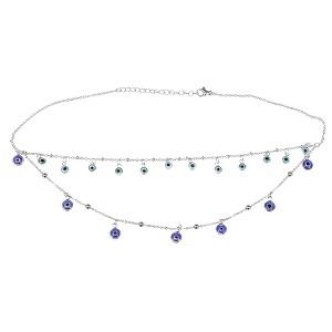 Unique Bargains Layered Choker Necklace Adjustable Eye Pendant Necklaces for Women Silver Tone 1PC - 1 of 4