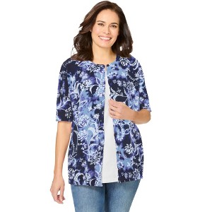 Woman Within Perfect Elbow-Length Sleeve Cardigan - 1 of 4